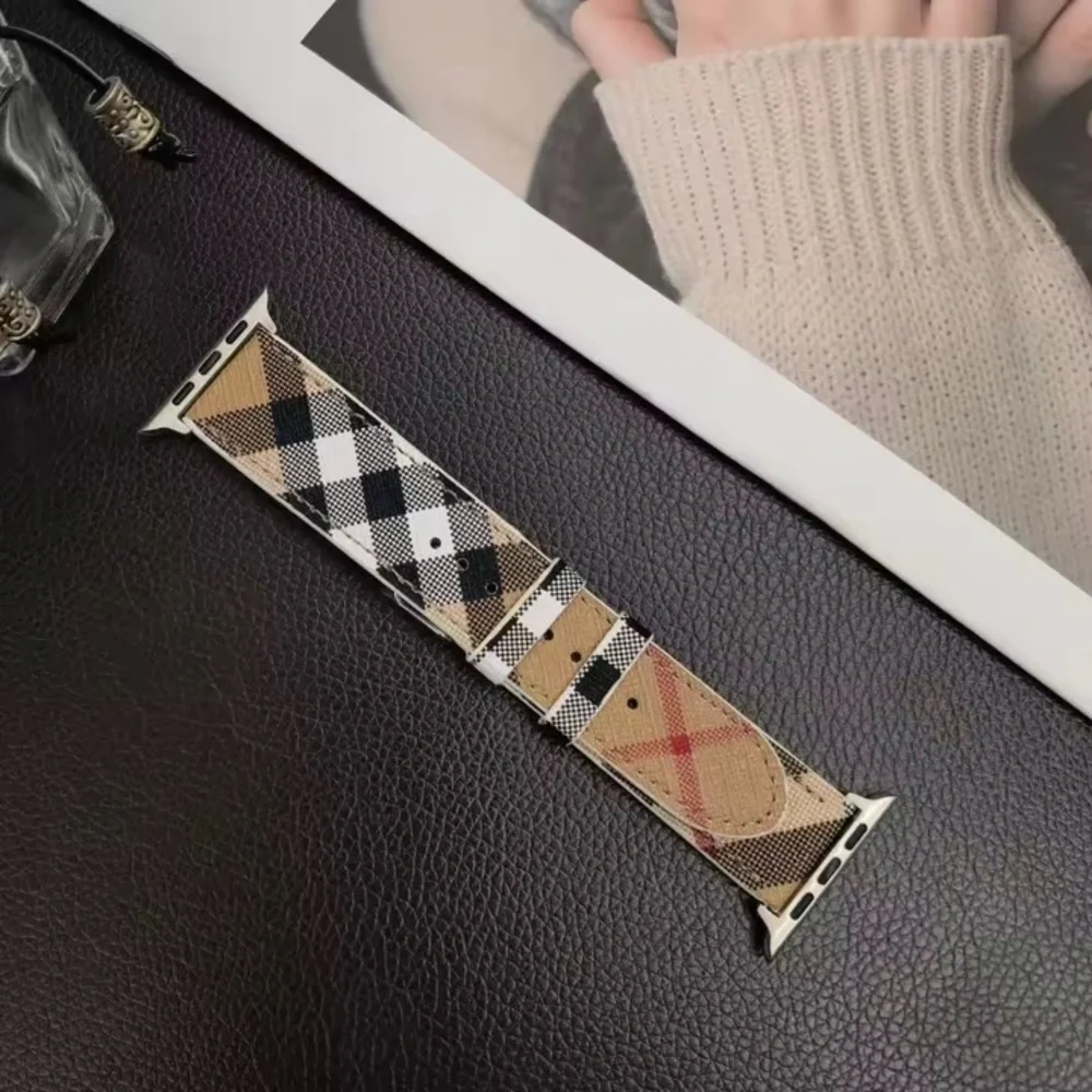 Leather Plaid Apple Watch Band 38/40/41/42/44 - Picture 12 of 16